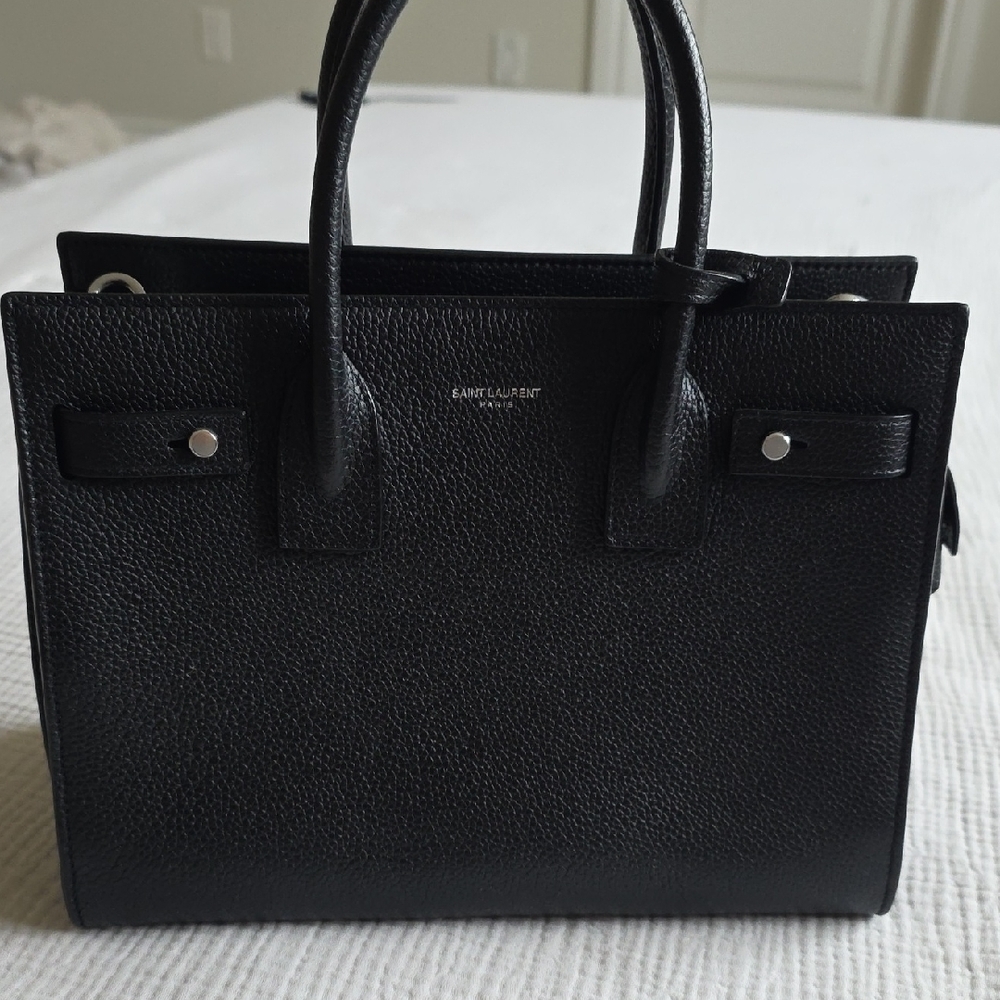 Saint Laurent Black Pebbled Leather Satchel
